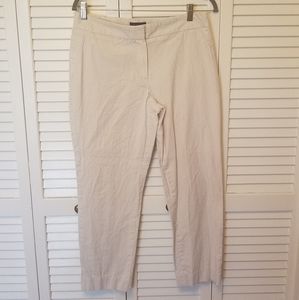 Tan and white seersucker pants